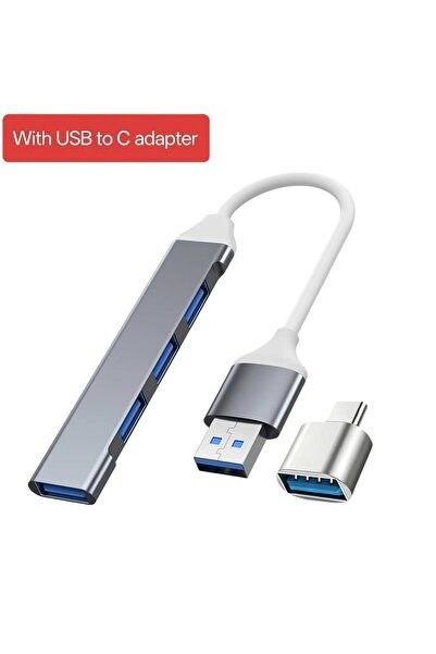 Choice6 Grey USB2Pcs 4-Port All-in-One USB Hub Type-C Docking Station Adapter...