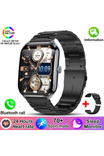 Choice5 Black steel belt New For Ultra Thin Smart Watch Men AMOLED HD Screen ...