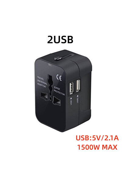 Choice محول شحن عالمي متعدد الجنسيات بمنفذين USB، محول مقبس سفر عالمي للاتحاد...