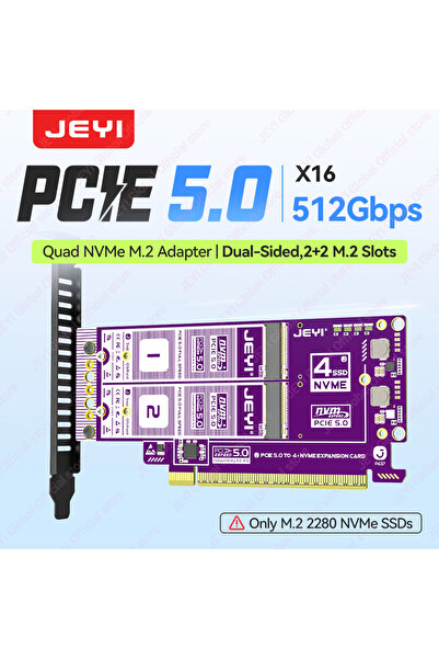 Choice JEYI P637 JEYI PCIe 5.0 X16 Quad M.2 Expansion Card 512Gbps Support RA...