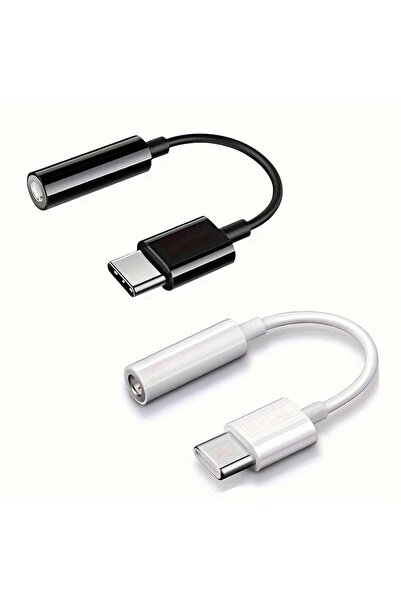 Choice1 Black White -2pcs USB-C to 3.5mm Audio Headphone Cable Adapter Compat...