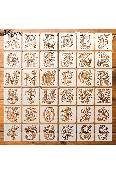 Choice 36pcs 36pcs Floral Alphabet Stencils Reusable Rose Letter Painting Tem...