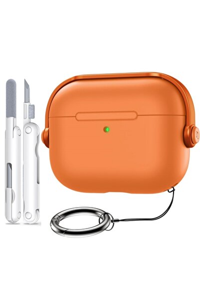 Choice6 حافظة سماعات أذن برتقالية لـ AirPods Pro 3 مع قفل آمن وتصميم سماعة رأ...