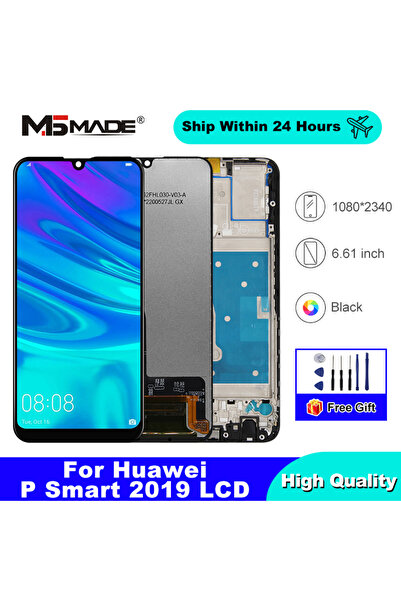 Choice شاشة عرض سوداء بدون إطار من نوع AAA IPS لهاتف P Smart 2019 مع لوحة لمس...