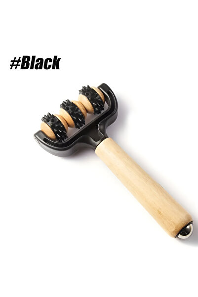 Choice1 Black-1PCS 1pcs Wooden 3 Wheeled Handheld Massage Roller Tool, Ergono...