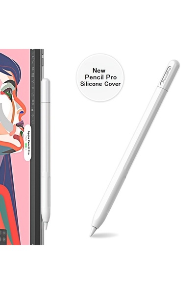 choice2 حافظة أقلام بيضاء لجهاز Pencil Pro، غطاء حماية ناعم من السيليكون فائق...