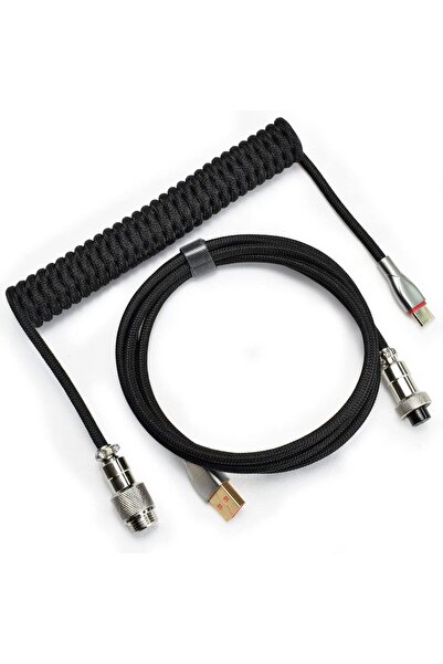 Choice1 Black Braided Keyboard Cables 1.6m Coiled Type-C to USB A Detachable ...