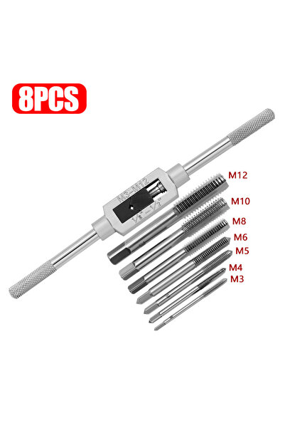 Choice 8PCS Grey M3-M12 Adjustable T-Handle Wrench Thread Handle Tap Holder R...