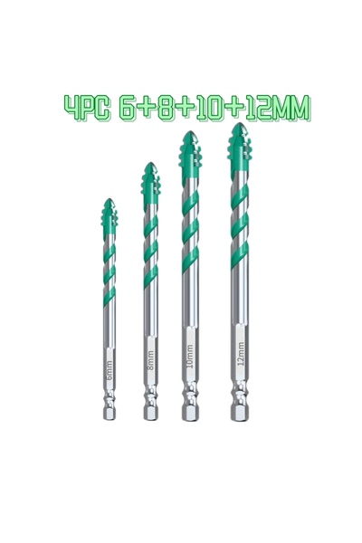 Choice4 4PCS 6 8 10 12MM 4/1pcs 4-edge Serrated Drill Bits Set Tools For Glas...