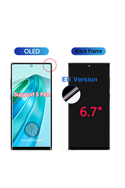 Choice16 شاشة OLED سوبر أموليد 6.8 بوصة بإطار أسود لـ S23 Ultra S918، شاشة LC...