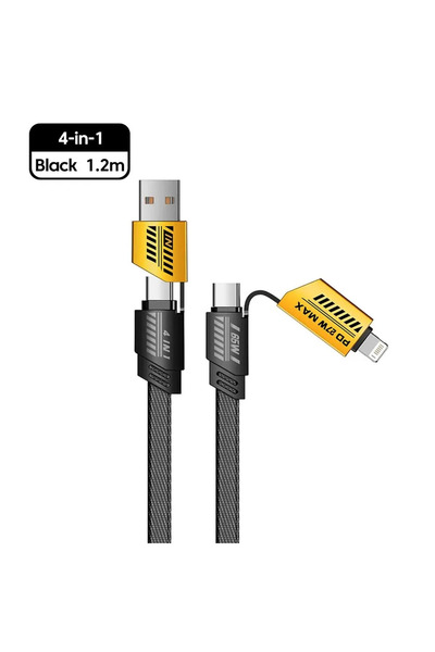 Choice 1.2m black yellow 4 in 1 PD 65W 27WMFi USB Cable Type C Dual Connector...