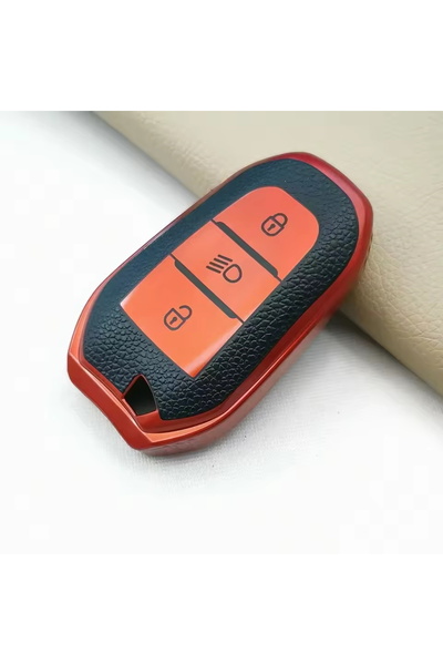 choice2 Red 3 Buttons TPU Car Smart Remote Cover Key Fob Case for Peugeot 208...