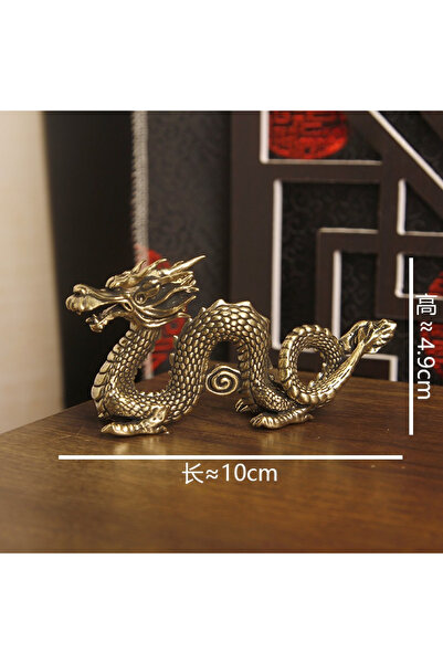 Choice A Solid Brass Zodiac Dragon Small Statue Desktop Ornament Chinese Myth...