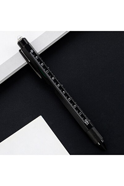 Choice5 Black Metal Multi Tool Pen 9-in-1 With LED Light Spirit Level Screwdr...