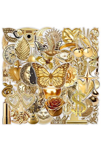 Choice 50pcs x2 50/100 Pcs Gold Retro Metallic Ins Stickers PET Waterproof fo...