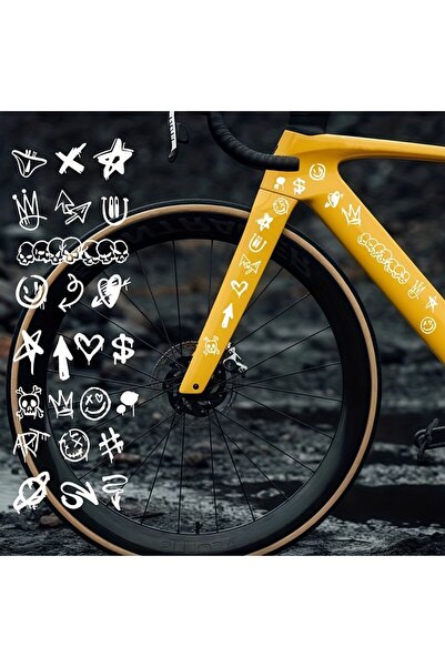 Choice White 1SET Graffiti Skull Bicycle Sticker Set, Waterproof Vinyl Decal ...