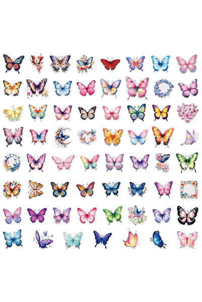 Choice 60PCS 60 PCS Colorful Butterfly Sticker Pack - Waterproof Transparent ...