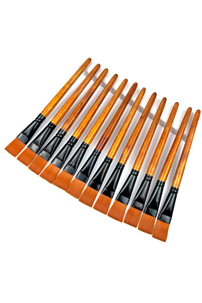 Choice 12brown 12pcs Wide Flat Acrylic Paint Brushes - 3/4 Inch Synthetic Nyl...