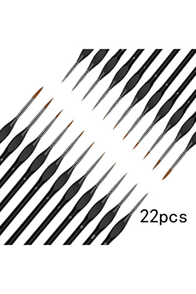 Choice1 22Pcs Black 22 Pcs Miniature Detail Paint Brush Set with Natural Wood...