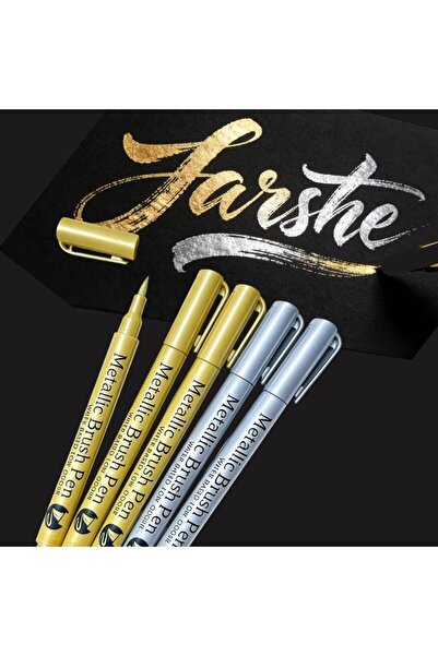 Choice 5pcs 5pcs Metallic Brush Marker Pens(Golden+Silver), Waterproof Marker...