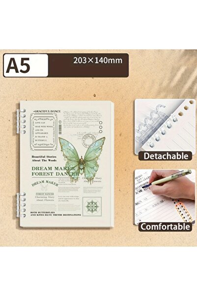 Choice3 A5 green 1pc Butterfly Theme A5/B5 Notebook - 60 Sheets/120 Pages Det...