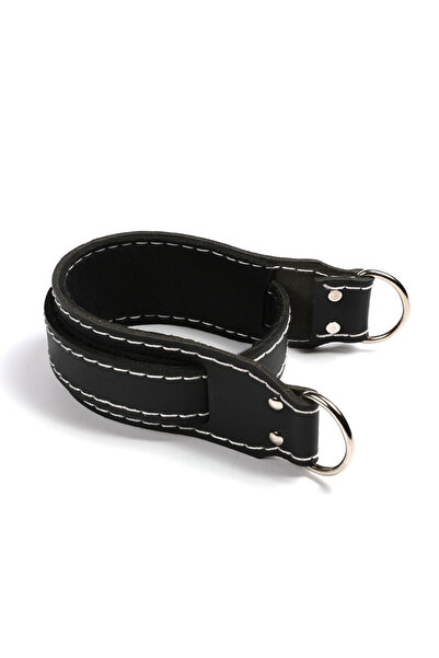 Choice 57.5 x 6cm Black Leather Ankle Strap Cuffs Adjustable For Cable Machin...