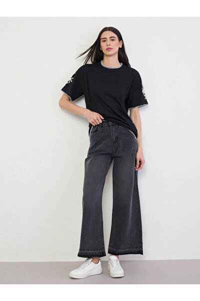 Styli Mid Rise Wide Leg Jeans