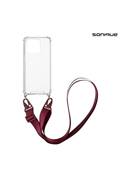 Sonique Θήκη Σιλικόνης με Strap Armor Clear Xiaomi Redmi 12C Μπορντό