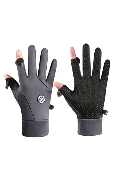 Choice1 Two finger gray Cycling Gloves Autumn Winter Warm Men Outdoor Hiking ...