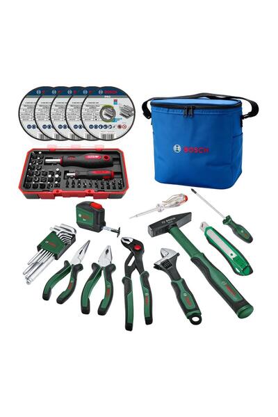 Bosch GSR 18V-45 + GWS 18V-8 + GBH 18V-22 3x18V 4.0Ah Akülü Kombo Kit + 66 Parça El Aleti Seti + Termos Çantalı