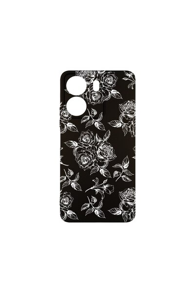 bestcase Θήκη Σιλικόνης Premium, Συμβατή με Xiaomi Redmi 13C 4G, Μαύρα Τριαντ...