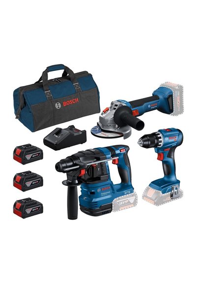 Bosch GSR 18V-45 + GWS 18V-8 + GBH 18V-22 3x18V 4.0Ah Akülü Kombo Kit + Altaş El Aleti Seti 49 Parça
