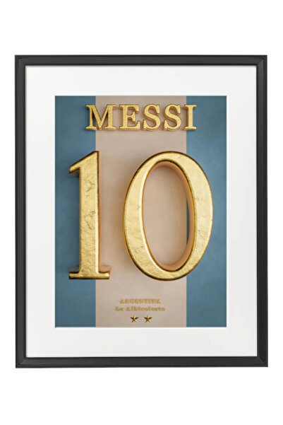 Boomah Accessories Lionel Messi Argentina Golden Number Jersey Poster with Frame