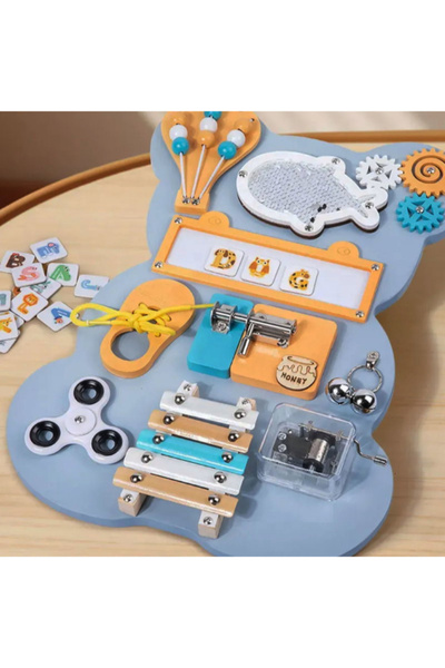 Other Busy Board Montessori Ursuleț din Lemn pentru Copii 3+ Luni, Jucărie Ed...