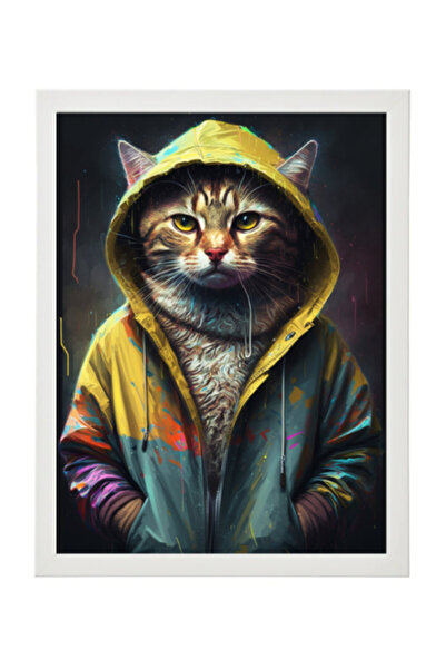 Boomah Accessories Cool Cat in Hoodie Wall Art Poster with Frame 50x40cm