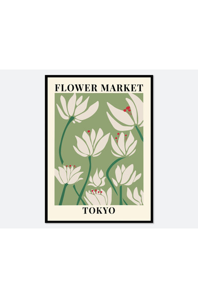 Boomah Accessories Flower Market Tokyo Colorful Botanical Art Poster with Fra...