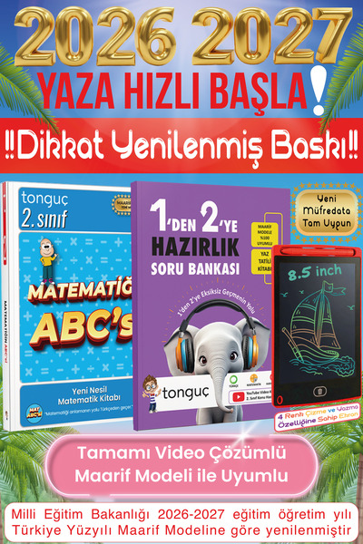 Tonguç Yayınları 1'den 2'ye Hazırlık Tüm Dersler Soru Bankası Yaz Tatili Kita...