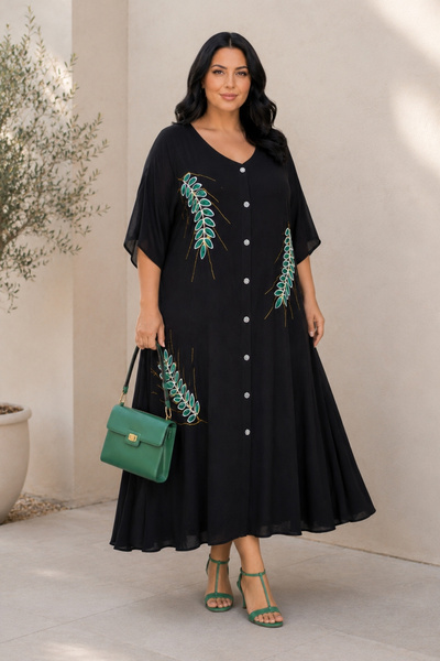 CEDY DENIM - Women's Plus Size Casual Patterned Summer Dress – Relaxed Fit wi...