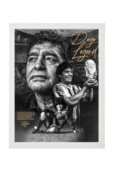 Boomah Accessories Diego Maradona Argentina Legend Autographed Poster with Fr...