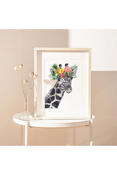 Boomah Accessories Giraffe with Flowers Safari Nursery Wall Art Poster with F...
