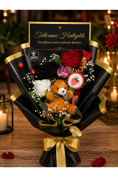 Tutkunuz hediyelik Çiçek buketi ayıcıklı