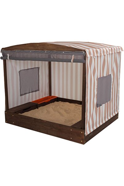 KIDKRAFT 00504 Wooden And Canvas Outdoor Cabana Sandbox, Kids Backyard Furnit...