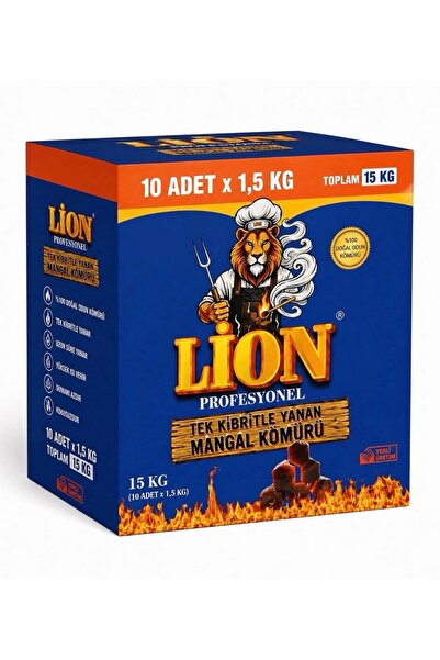 Lion tek kibritle yanan mangal kömürü