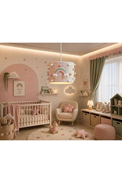 C&A&B KUZEY AVİZE Makrome Gökkuşağı Ponpon Detaylı Soft Pastel El Yapımı Çocu...