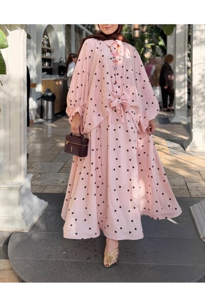 Lavanta Tekstil Polka Dot Skirt and Ribbon Striped Double Set