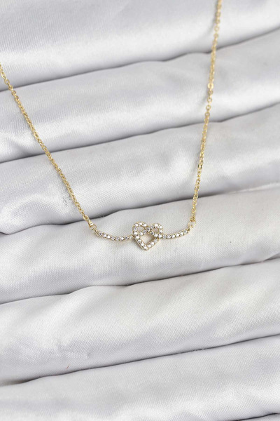 Generic Brand Brass Gold Color Knot Heart Model Women's Necklace 5886