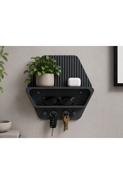Mays3Dstudio Modern Duvar Rafı Anahtarlık ve Gözlük Askılığı Dekoratif Organizer