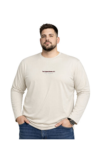 BattalModa تي شيرت رجالي كبير الحجم من القطن المطبوع بأكمام طويلة 5XL-6XL-7XL...
