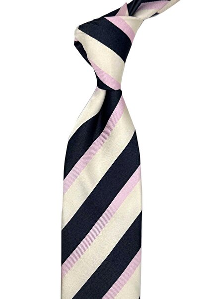 Kravatkolik Cream Black Line Silk Tie İk2395