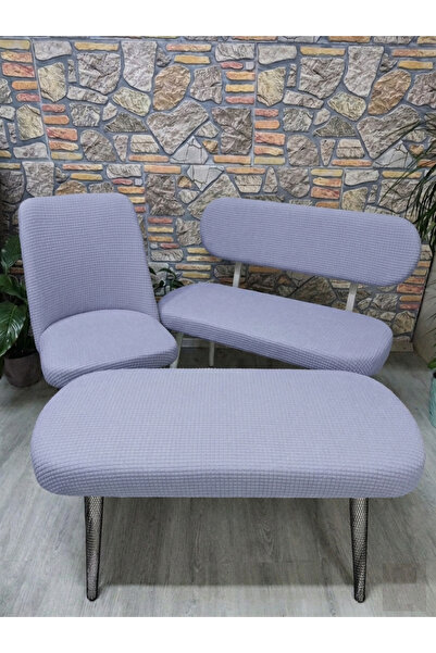 kılıfteks Yeni ModelBench ve Puf Takımı Kılıf Seti - 2 Sandalye, 1 Bench, 1 P...